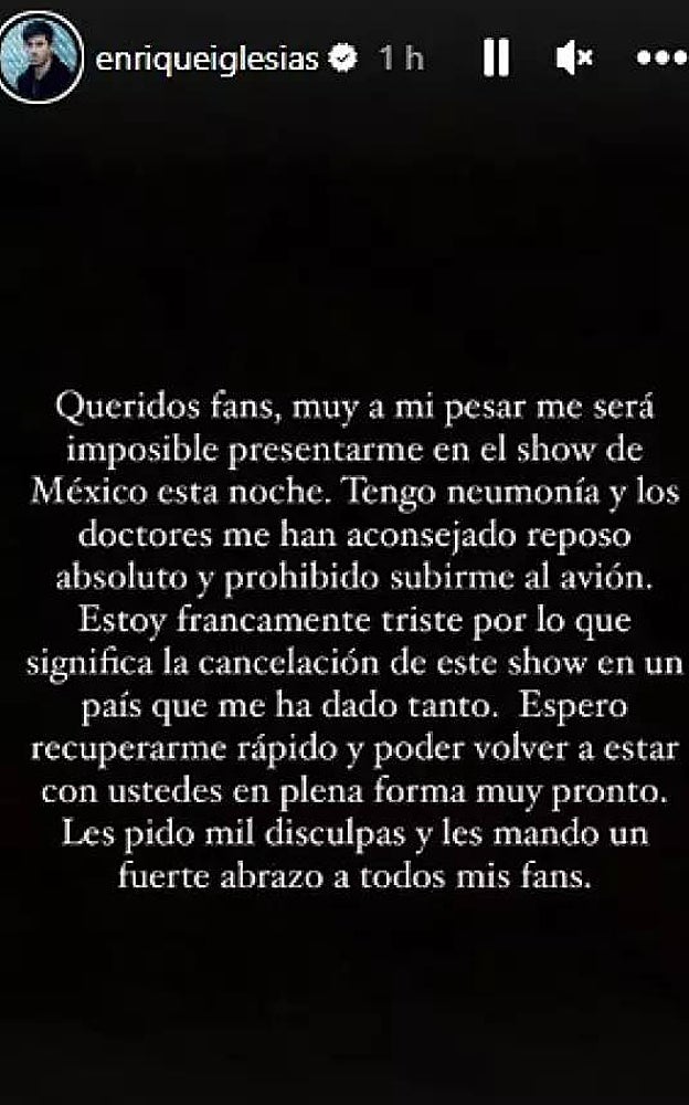 Historia publicada por Enrique Iglesias en sus redes