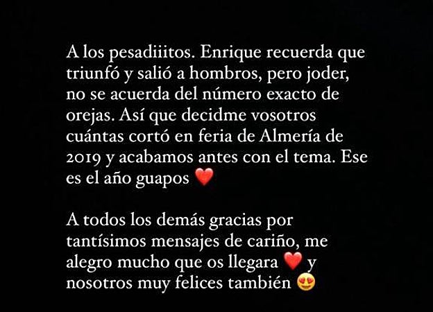 Ana Soria estalla contra «los pesaditos» que cuestionan la fecha en la que comenzó su relación con Enrique Ponce