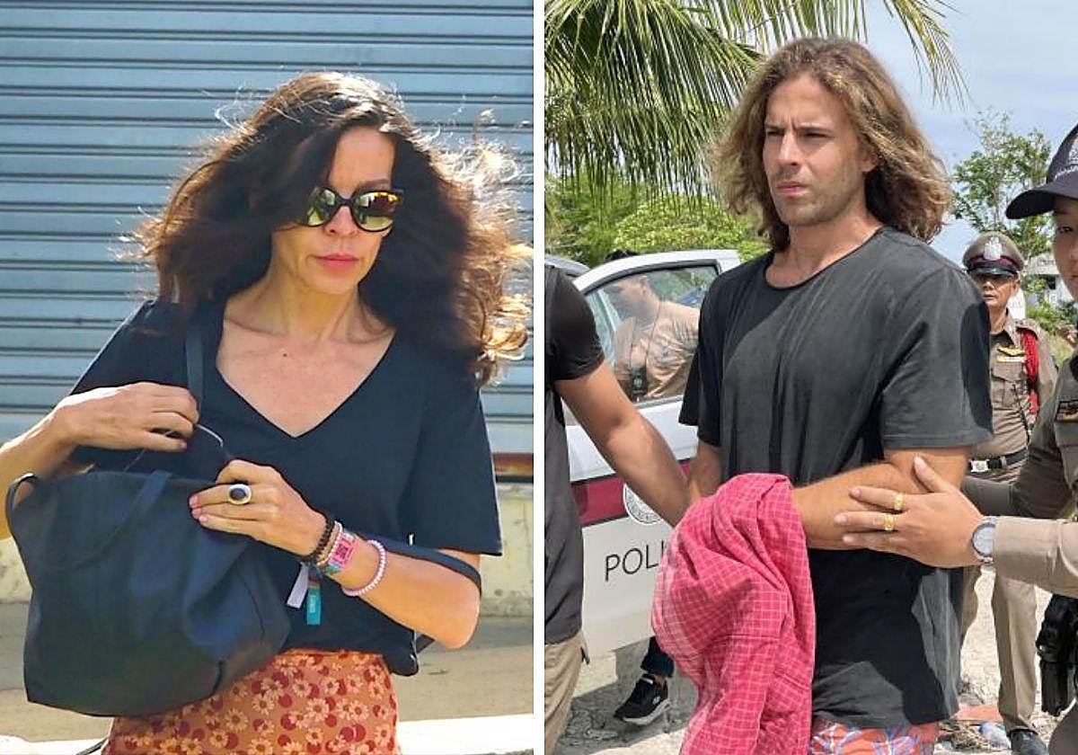 A la isquierda la madre de Daniel Sancho y a la derecha el chef español, custodiado por la Policía Tailandesa. En vídeo, la madre de Daniel Sancho llega a la prisión de Koh Samui.