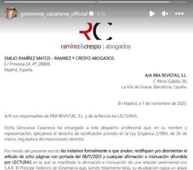 La tajante respuesta de Genoveva Casanova y el príncipe Federico de Dinamarca a las insinuaciones de la revista &#039;Lecturas&#039;