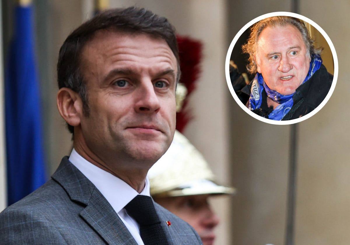 Macron y Depardieu