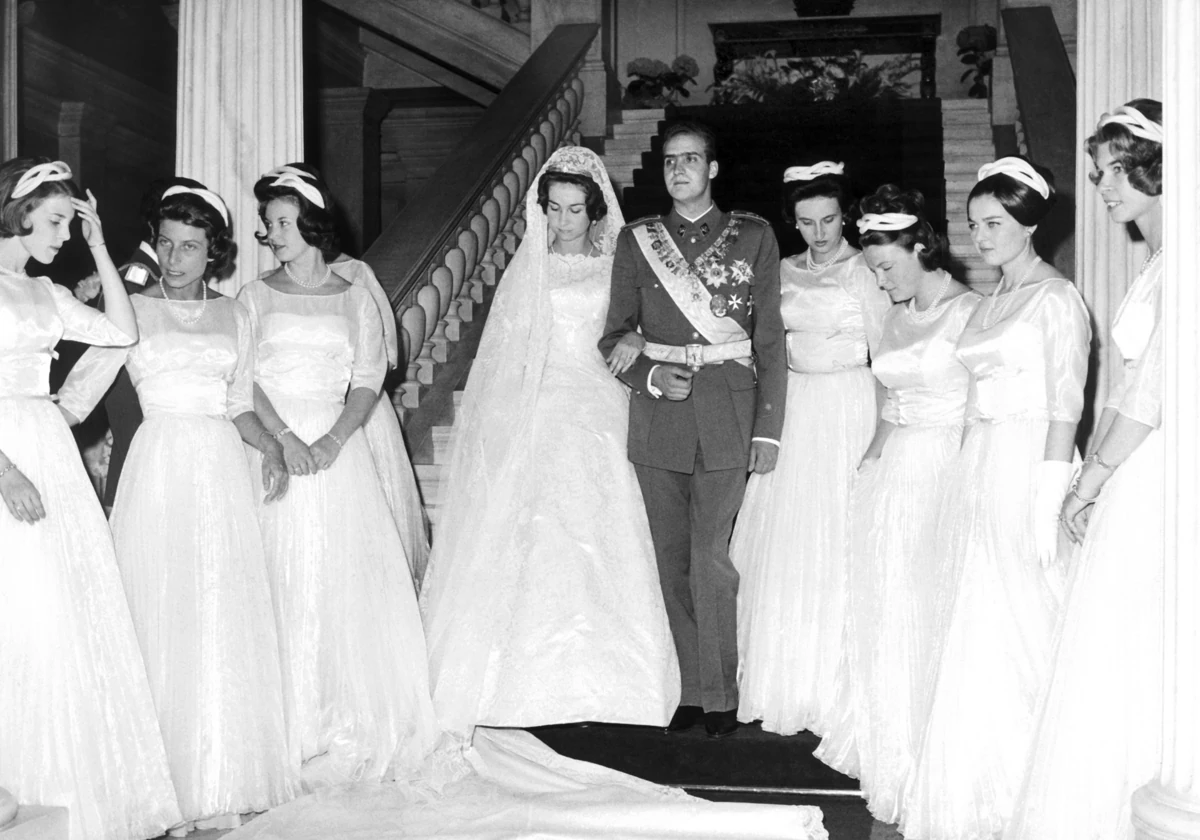 Juan Carlos y Sofía, en el Palacio de Atenas el día de su boda.