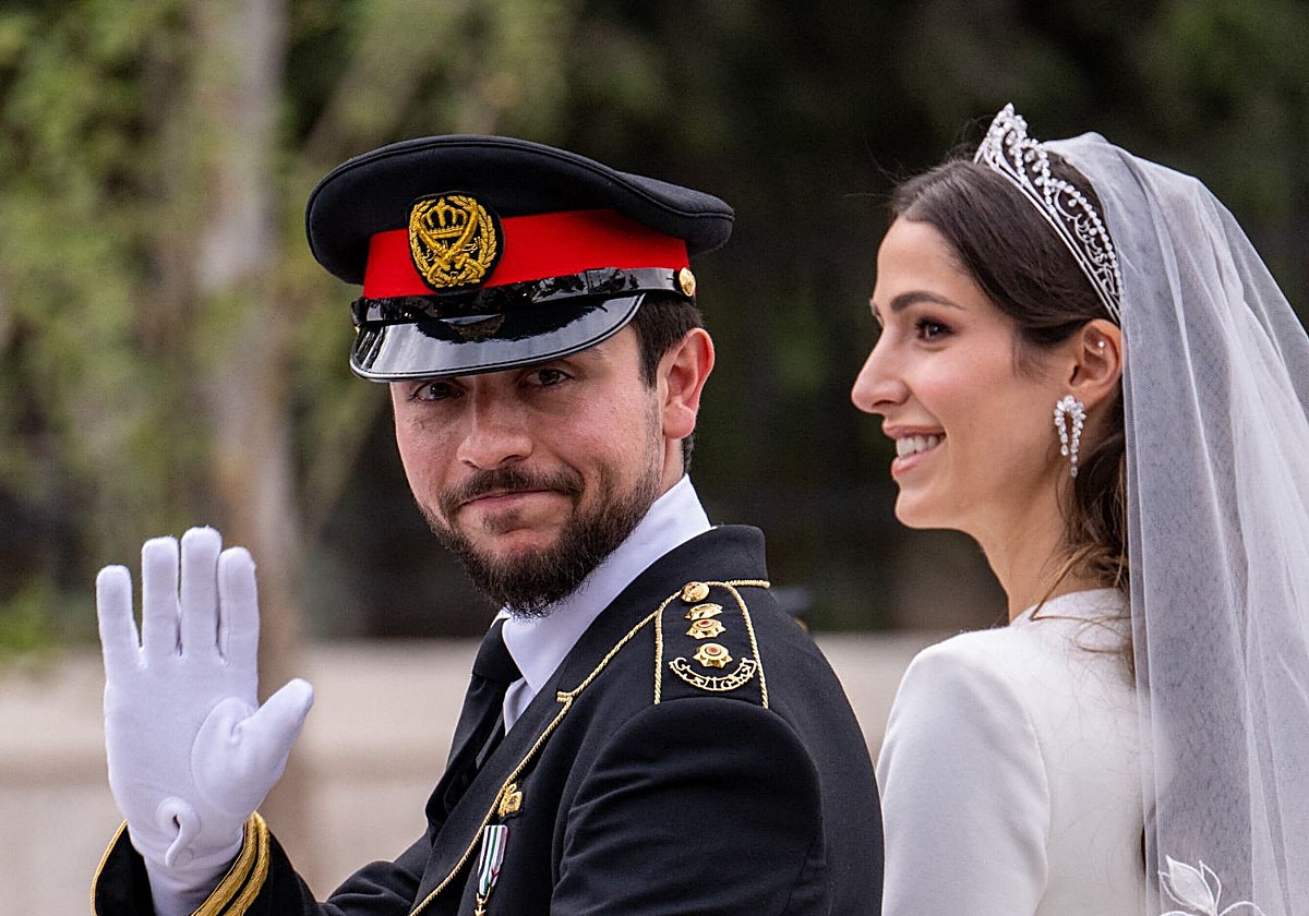 Hussein bin al Abdullah, el día de su boda con Rajwa Al Saif
