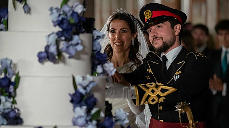 Hussein bin al Abdullah, el día de su boda con Rajwa Al Saif