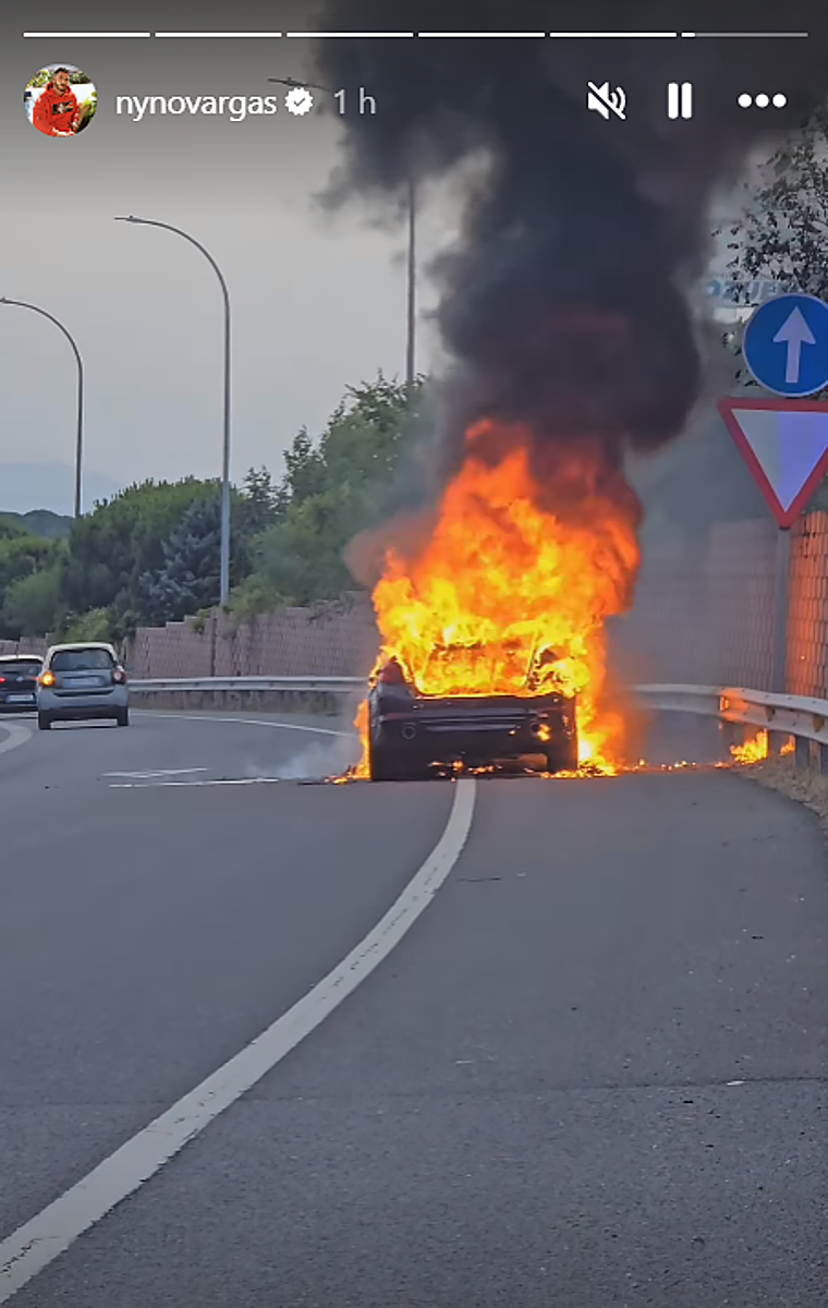 Nyno Vargas escapa de su coche envuelto en llamas: «Hemos podido salir de milagro»