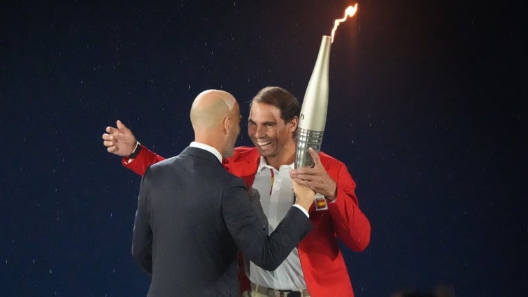 Zidane y Nadal durante la ceremonia de inauguración de los JJ.OO.