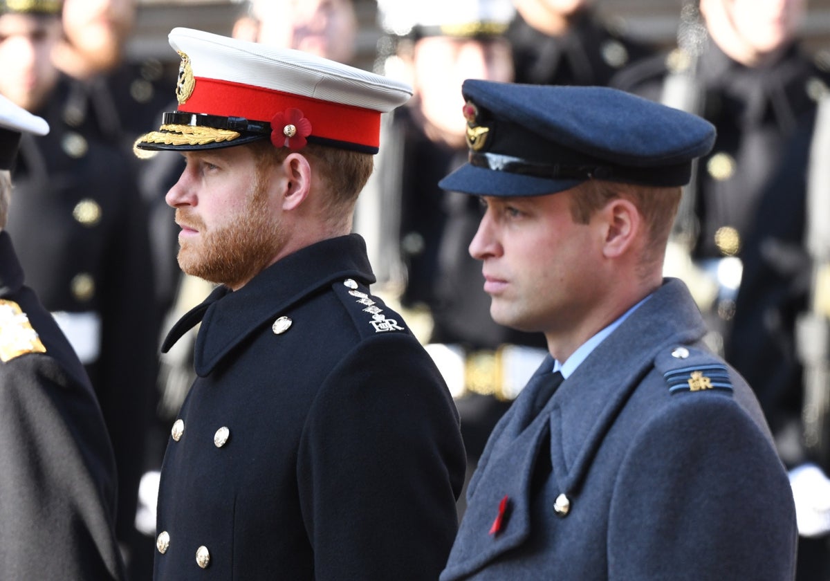 Los príncipes Harry y Guillermo, en uno de los últimos actos públicos en el que estuvieron juntos.