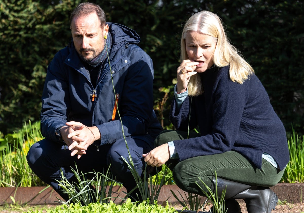 El Príncipe Haakon de Noruega y Mette-Marit, en Palacio.