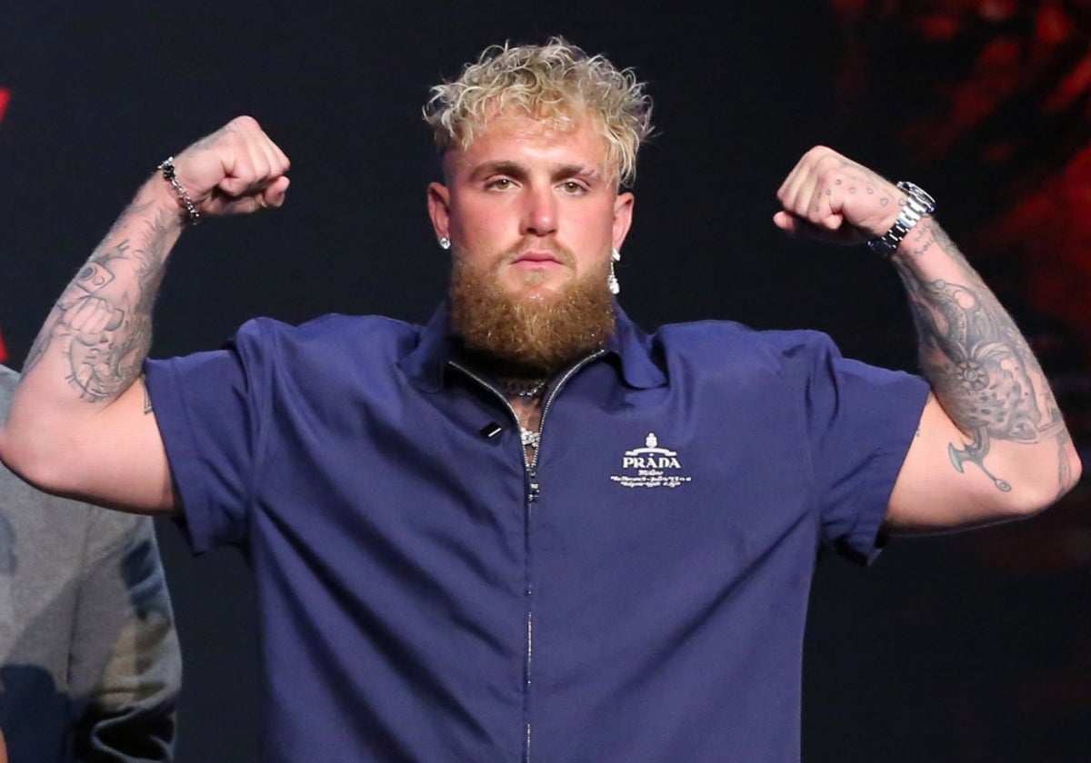 Jake Paul, durante la presentación del combate ante Mike Tyson.