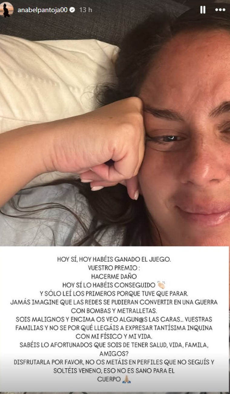 Anabel Pantoja estalla entre lágrimas contra las críticas por su look en la boda de Susana Molina: «Vuestro premio, hacerme daño»