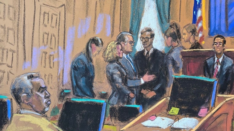 Una de las imágenes difundidas del juicio de Sean 'Diddy' Combs
