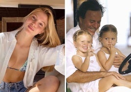Cristina Iglesias junto a su padre Julio y su hermana gemela Victoria