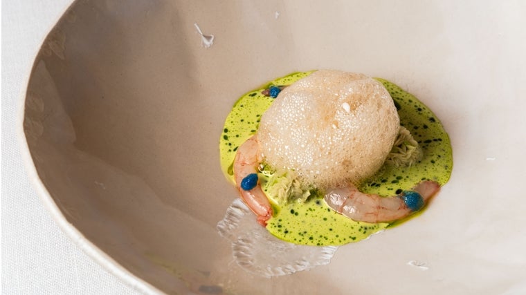 Quisquillas y pimientos verdes, uno de los platos del menú de Bardal