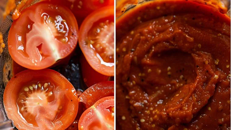 Triturar el tomate es un paso clave para hacer un salmorejo tradicional