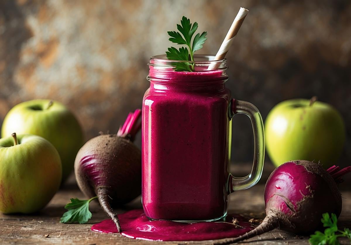 Zumo de remolacha, manzana verde y limón