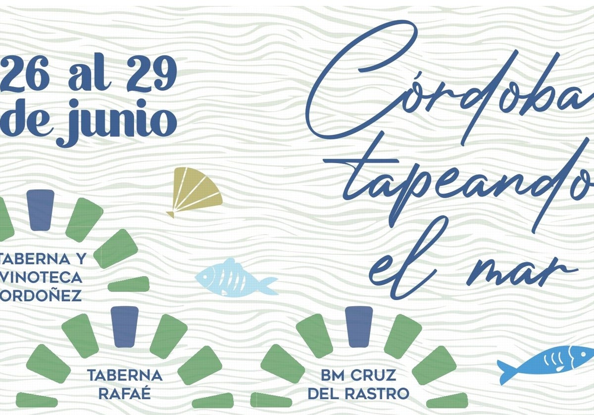 Cartel de la ruta de la taba «Cordoba, tapeando el mar» en Córdoba