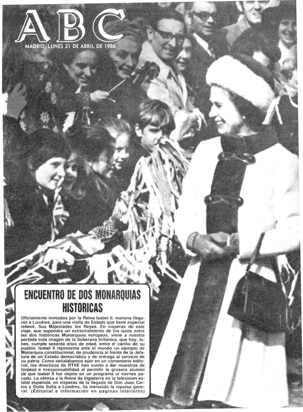 El año siguiente, efectivamente, ABC anunciaba  en portada el encuentro que se iba a producir entre la Monarquía británica y la española en Londres al día siguiente.  