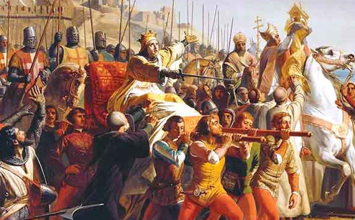 Balduino IV es llevado en litera a la batalla