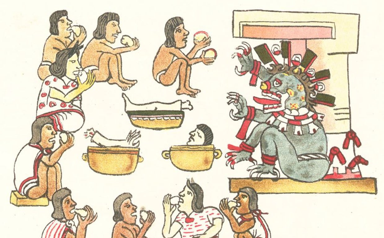 Escena interpretada como canibalismo en el Códice Magliabechiano.