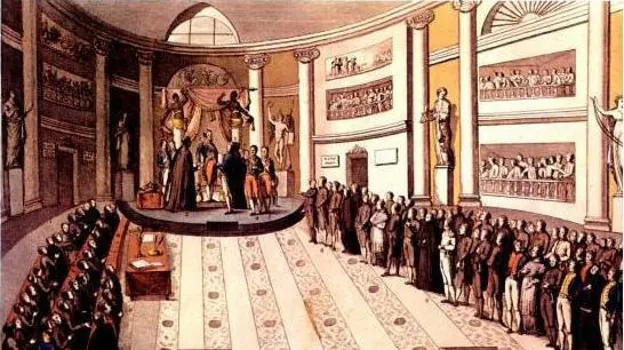 El Rey Fernando VII jura ante las Cortes la Constitución de 1812