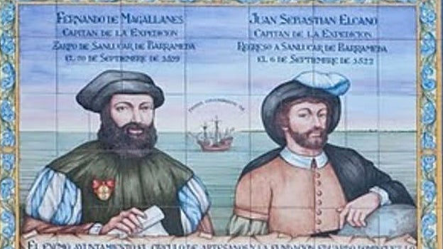 Azulejo conmemorativo de la expedición Magallanes-Elcano, en Sanlúcar de Barrameda (Cádiz).