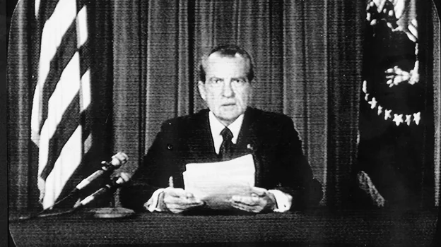 Nixon, announcing his resignation in August 1974