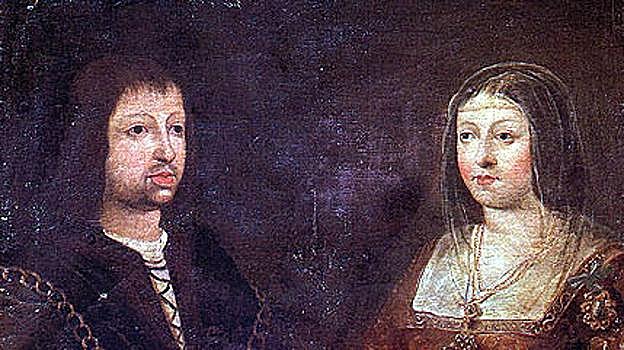 Grabado de los Reyes Católicos.