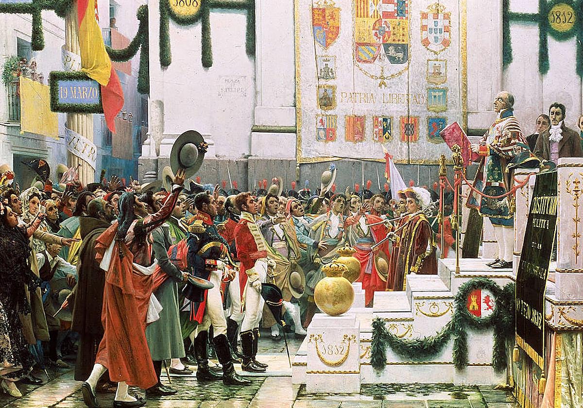 La promulgación de la Constitución de 1812, obra de Salvador Viniegra (Museo de las Cortes de Cádiz).
