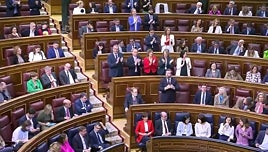 Tamames no aplaude el discurso con el que Abascal ha abierto el debate en el Congreso