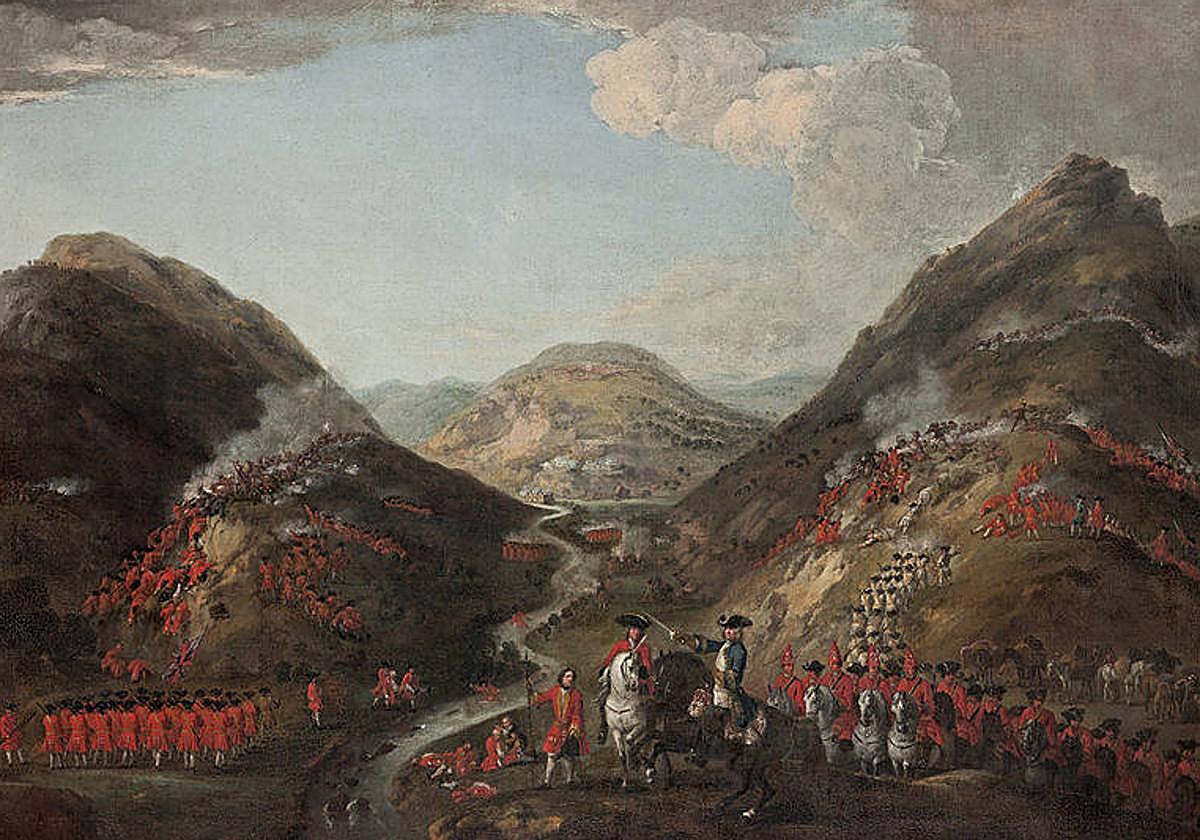 La batalla de Glenshiel, 1719, por Peter Tillemans.