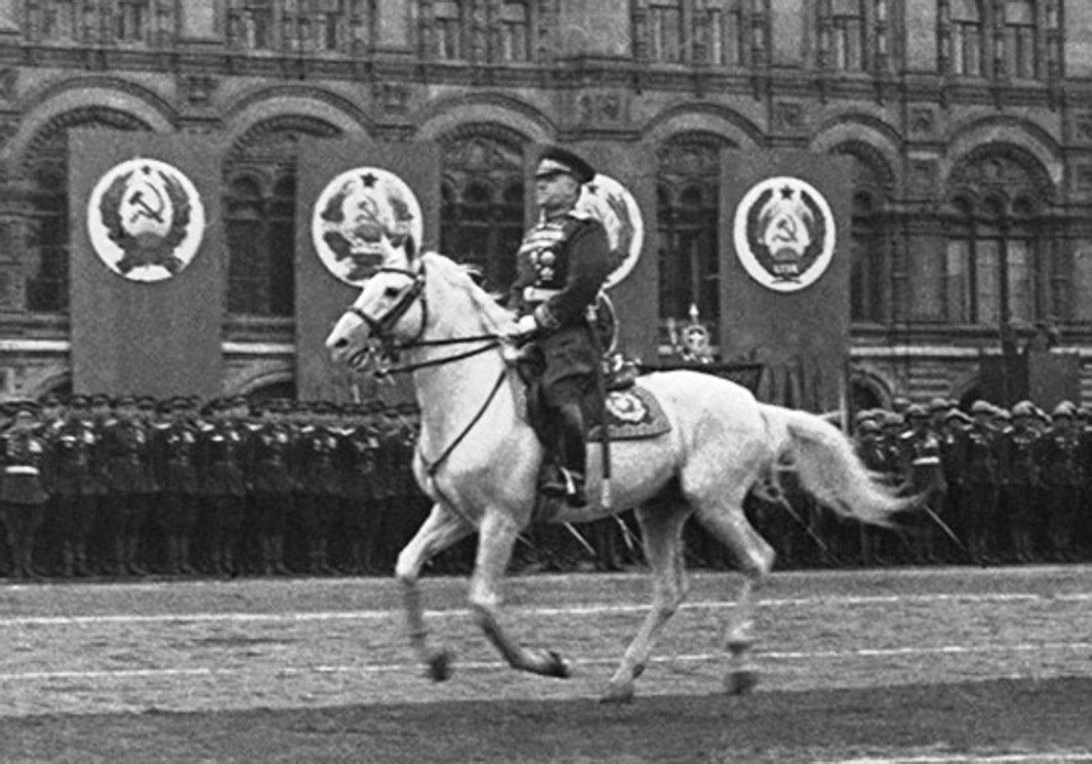 Zhukov, en el desfile de la Victoria de 1945, en Moscú