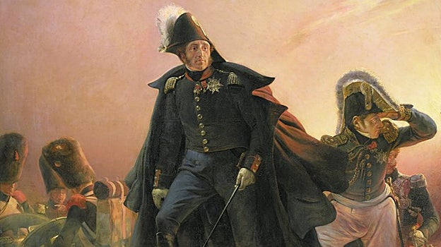 Detalles del cuadro de 1828, con el duque de Angulema al frente de los Cien Mil Hijos de San Luis, en el Trocadero