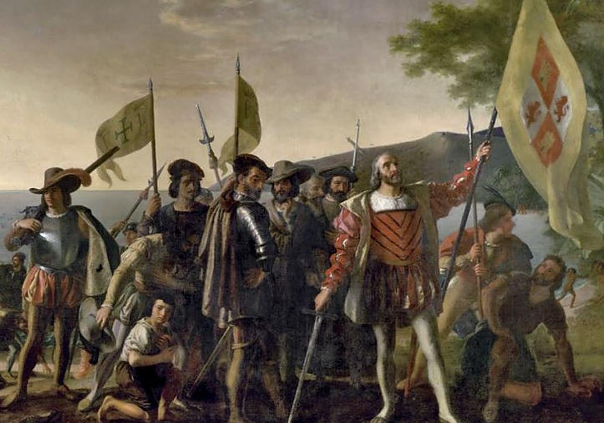 La llegada de Colón a América, cuadro presente en el Capitolio de EE.UU.