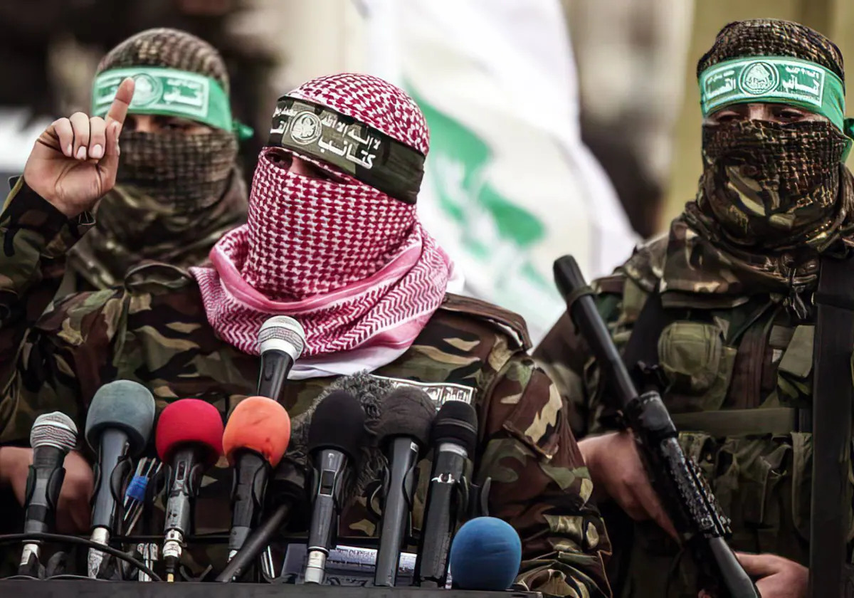 Miembros de Hamás, durante un mitin en la Franja de Gaza