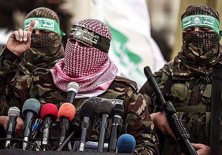 Miembros de Hamás, durante un mitin en la Franja de Gaza