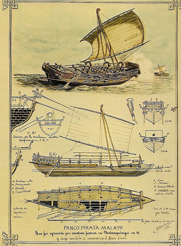 Otor tipo de piratas... representación de un panco pirata malayo
