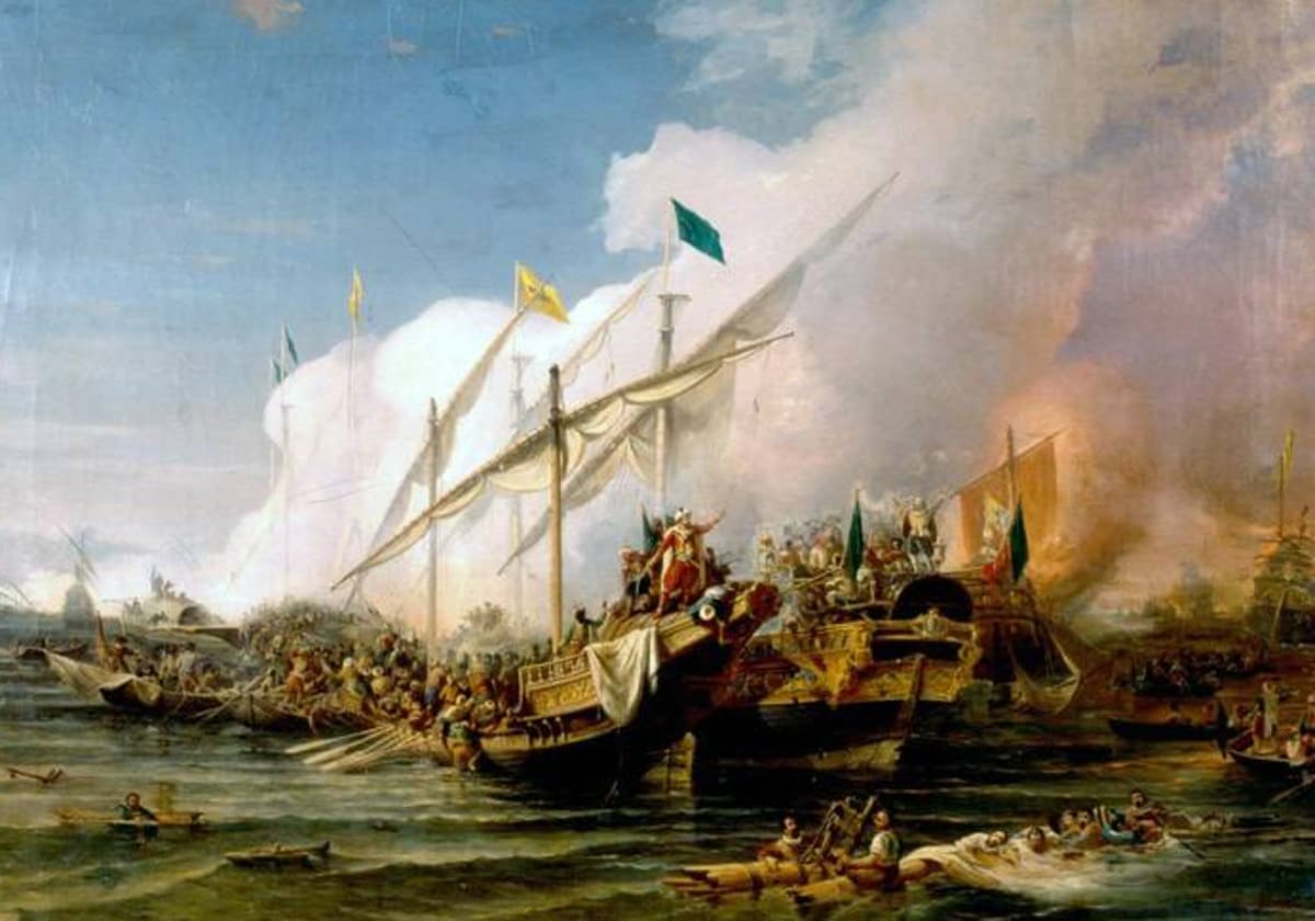 Batalla de Préveza, cuadro de Ohannes Umed Behzad en el 'Museo Naval de Estambul'