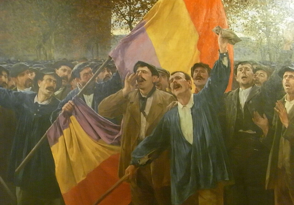 'Manifestación obrera', cuadro pintado por Antoni Estruch en 1907, en el que se puede ver ya la bandera tricolor