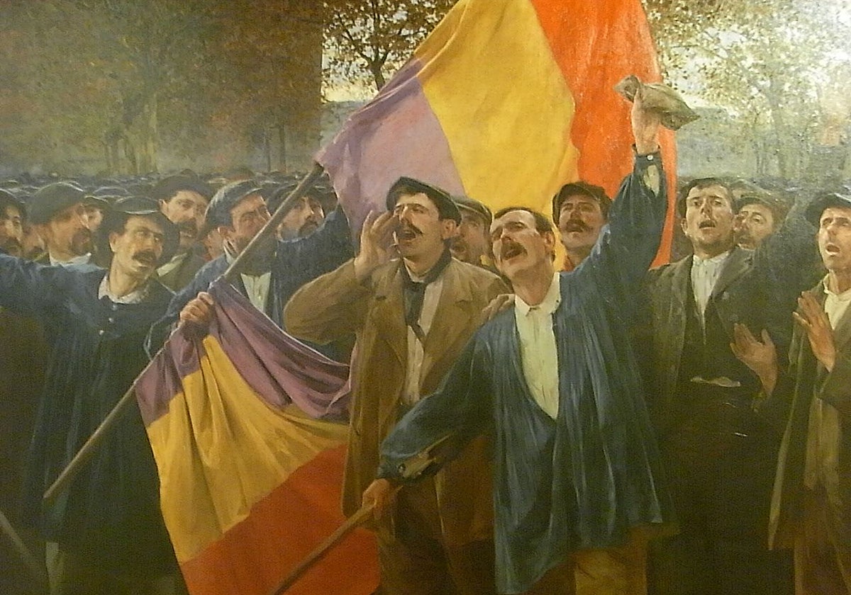 'Manifestación obrera', cuadro pintado por Antoni Estruch en 1907, en el que se puede ver ya la bandera tricolor