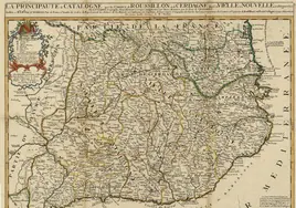 Mapa de Cataluña dividida en veguerías de 1694
