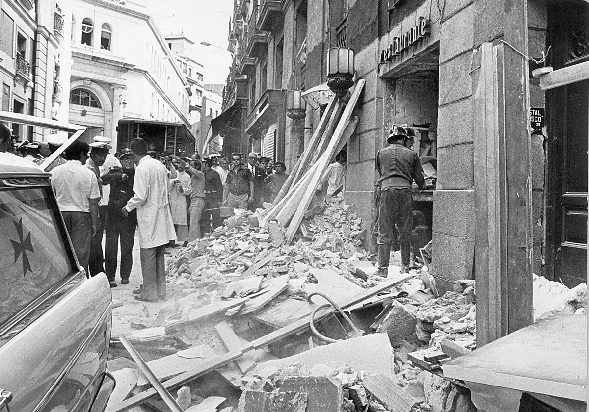 La cafetería Rolando, tras el atentado de 1974