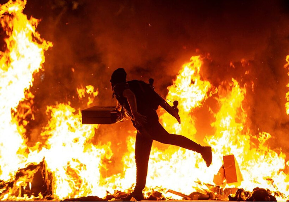 Protestas en Barcelona durante el referéndum de independencia