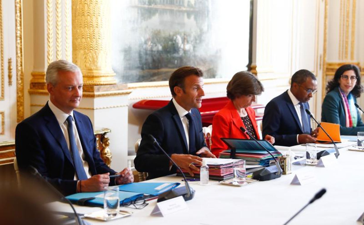 El presidente francés Emmanuel Macron, durante el Consejo de Ministros de este miécoles