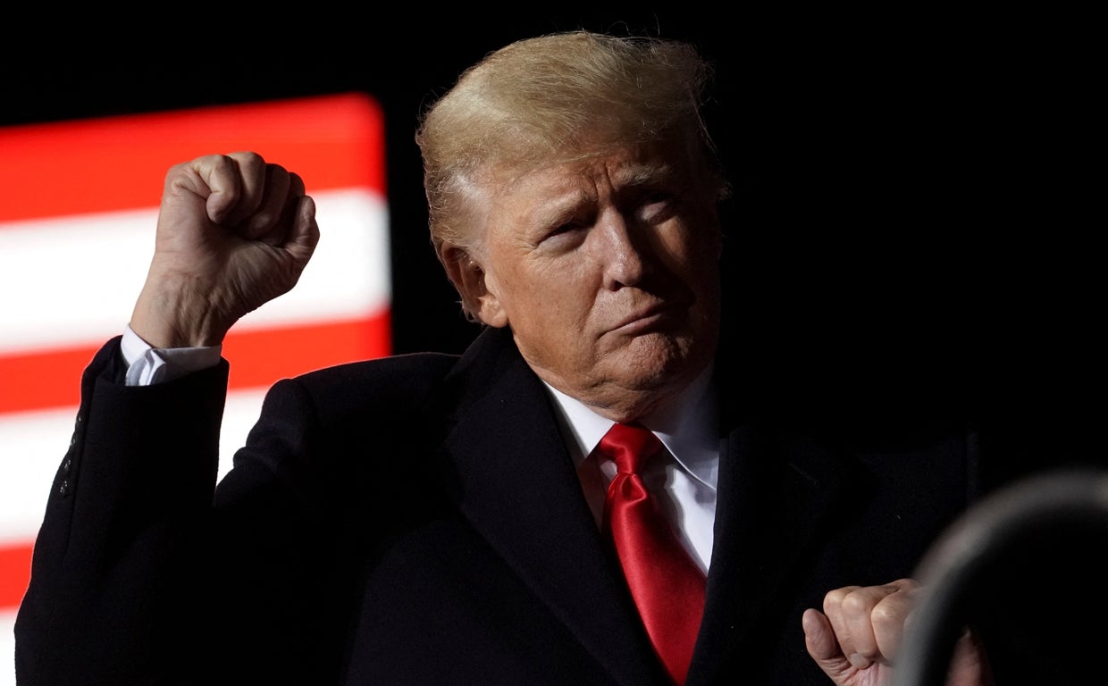 Donald Trump durante una carrera en a principios de año