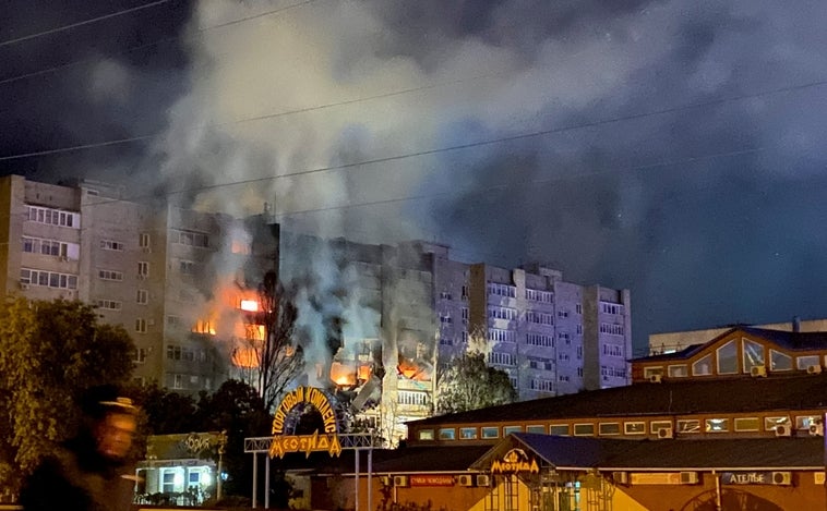 Residential building where the Sukhoi Su-34 crashed