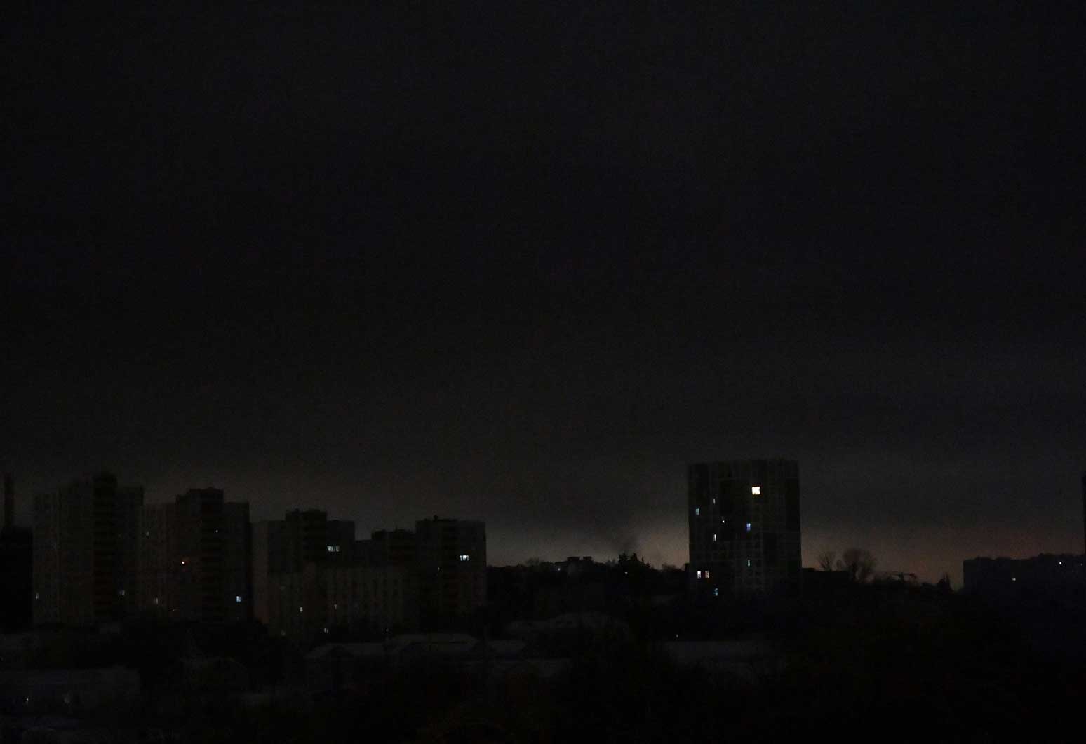 Vista de Kiev durante un corte de luz