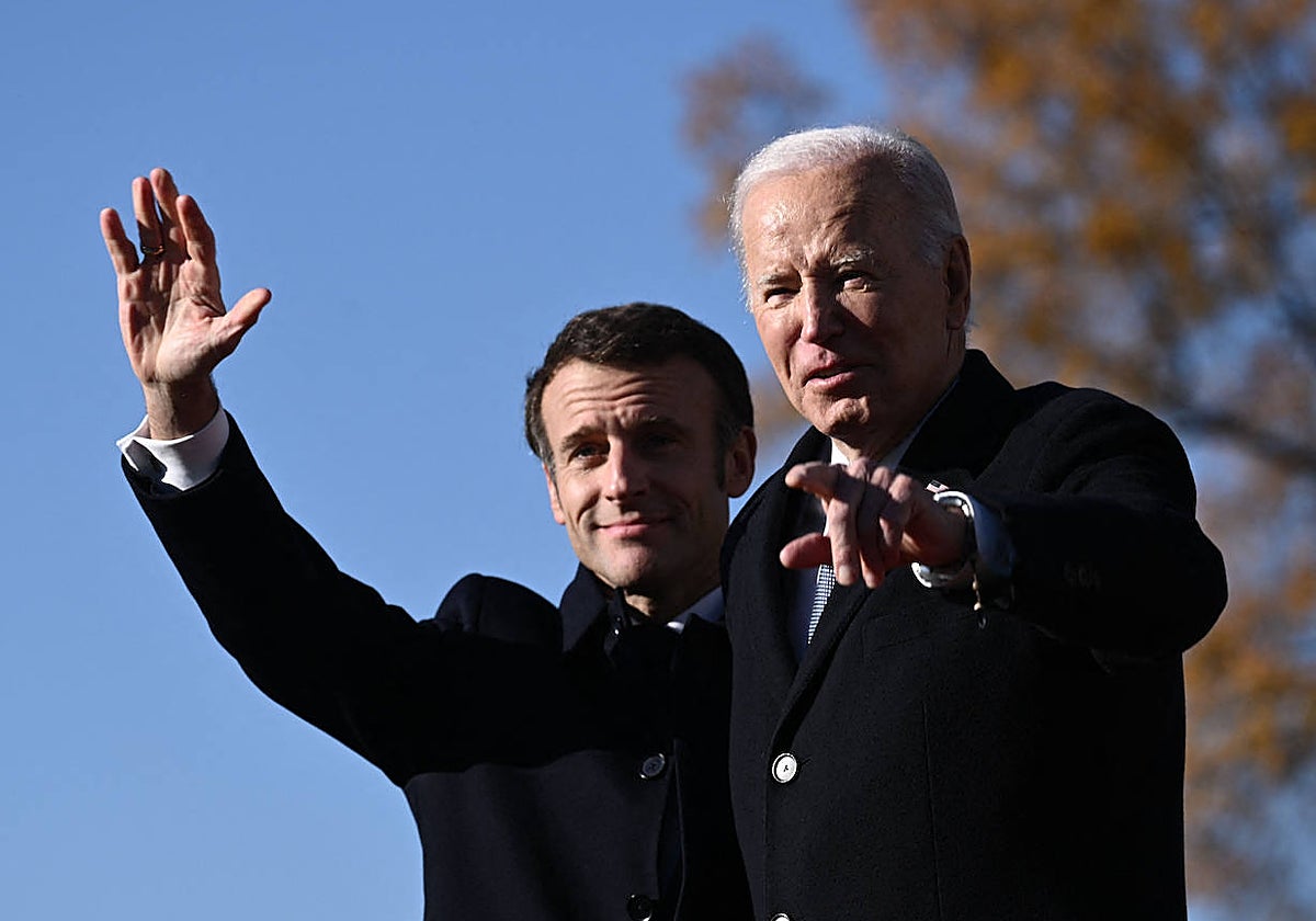El presidente de Francia, Emmanuel Macron, y el de Estados Unidos, Joe Biden
