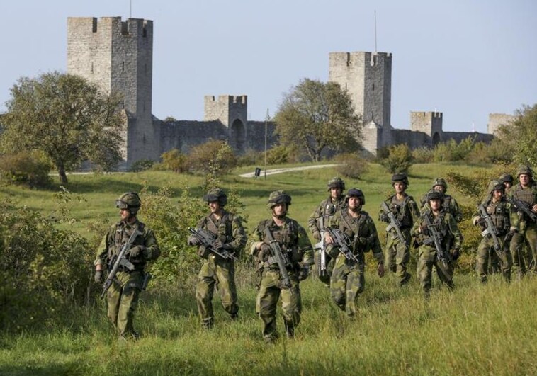 A Swedish battle group takes part in military exercises on the island of Gotland