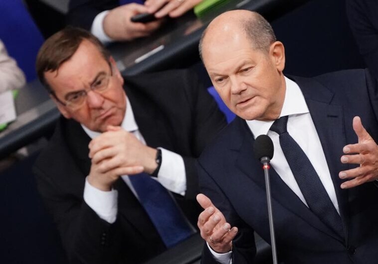 German Chancellor Olaf Scholz in the Bundestag today