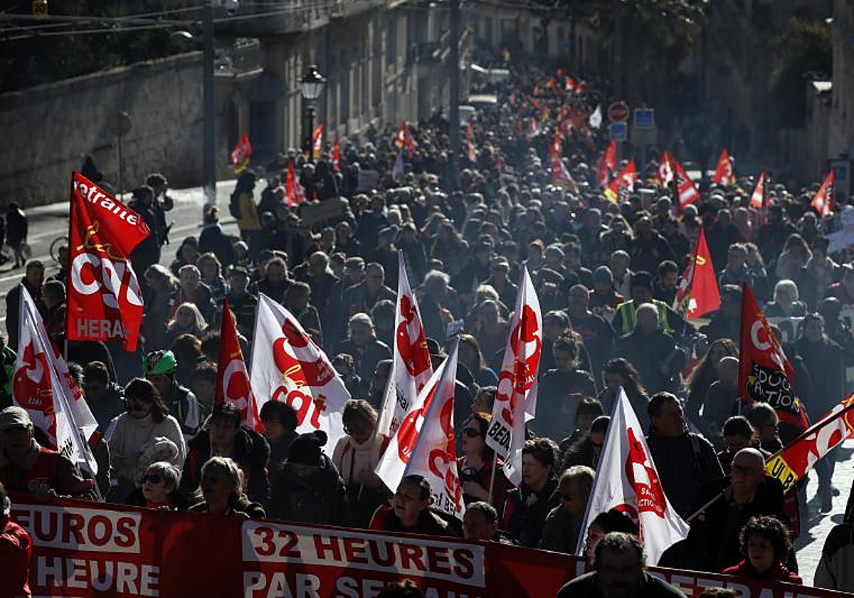 Manifestación de protesta contra la reforma en Montpellier